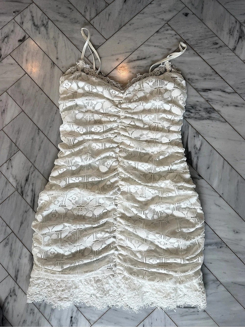 For Love & Lemons Samira Mini Dress White Small